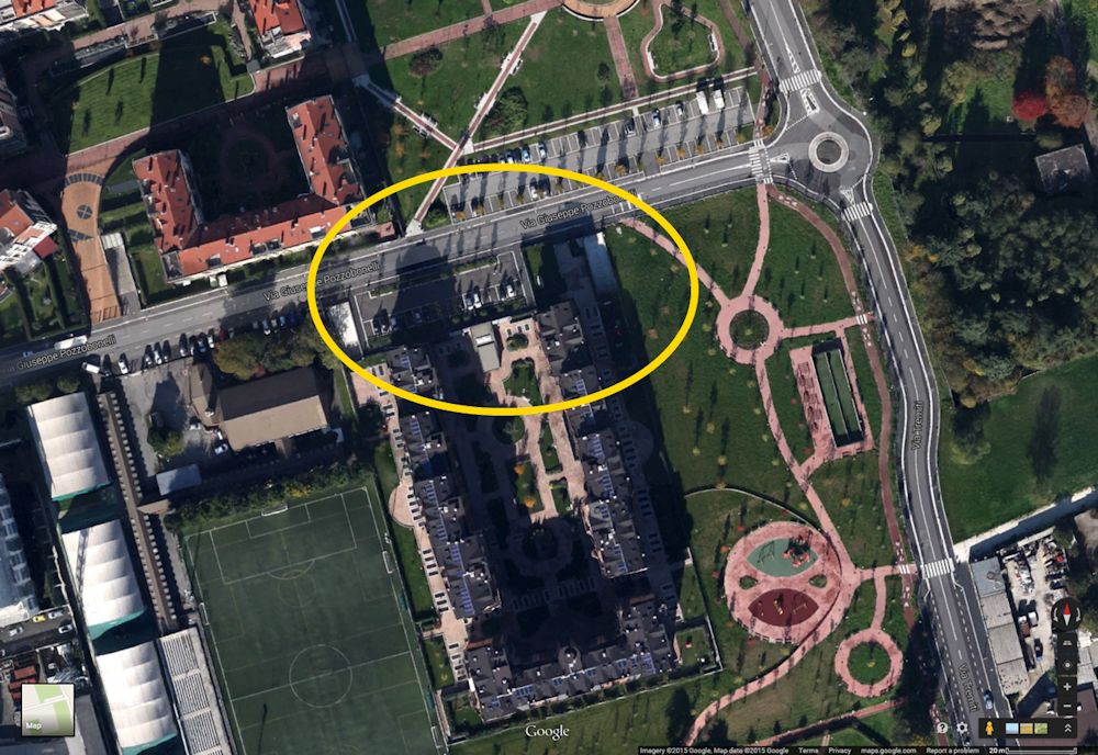 I box di via Pozzobonelli sono posti in fondo alla via, con una rampa di ingresso e una di uscita.